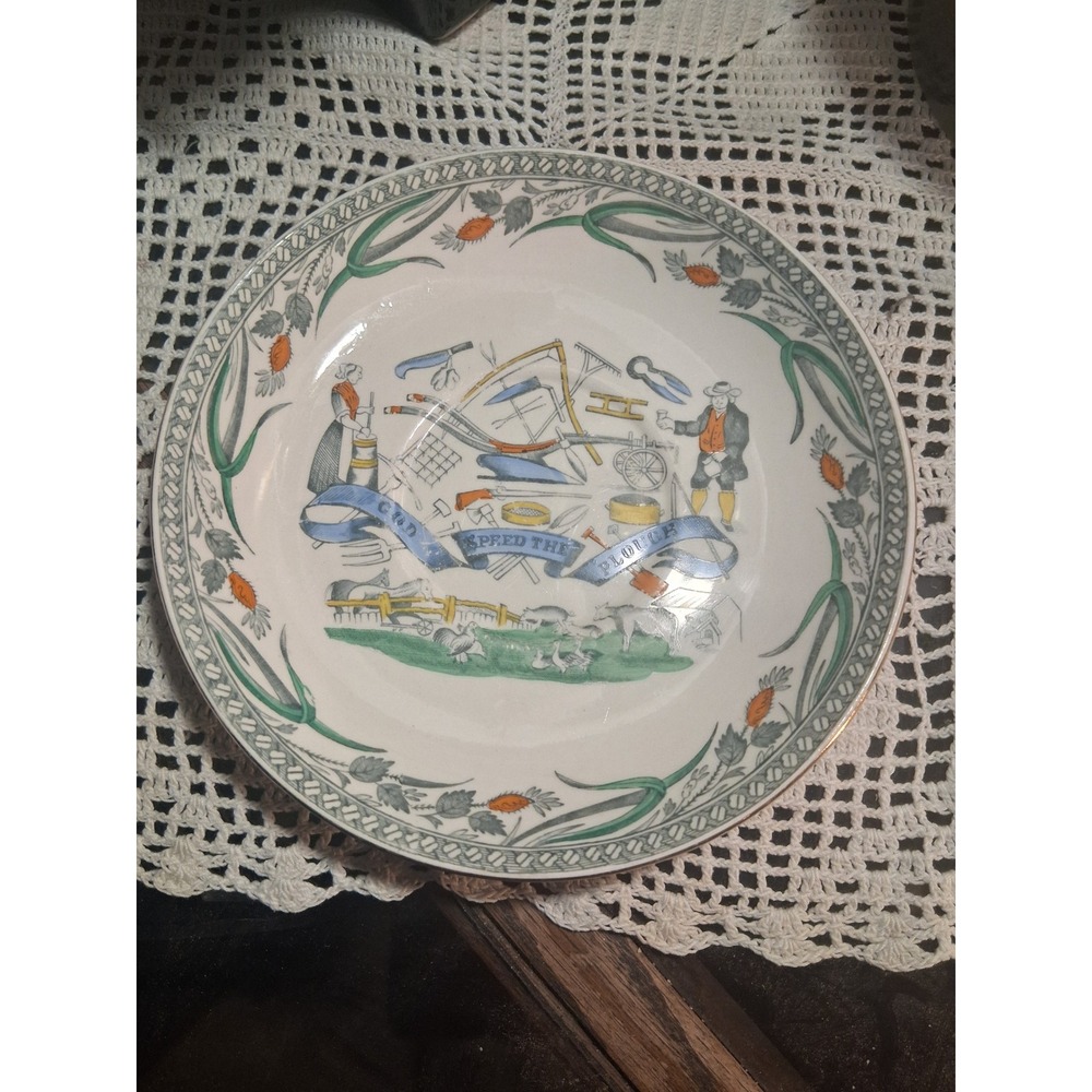 B&L England Farmers Arms Plate 6.5 Inch White God Speed The Plough‎ Vintage